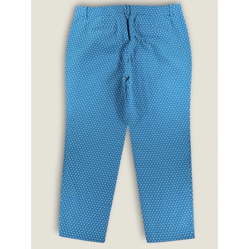 J.‎ Crew Cafe Capri Pants 10 Blue White Polka Dot Textured Cropped Chino Womens